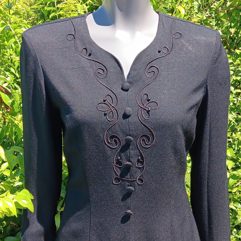 STUDIO I LADIES VINTAGE BLACK (1 PC) MIDI DRESS SET (EMBROIDERED CHEST)